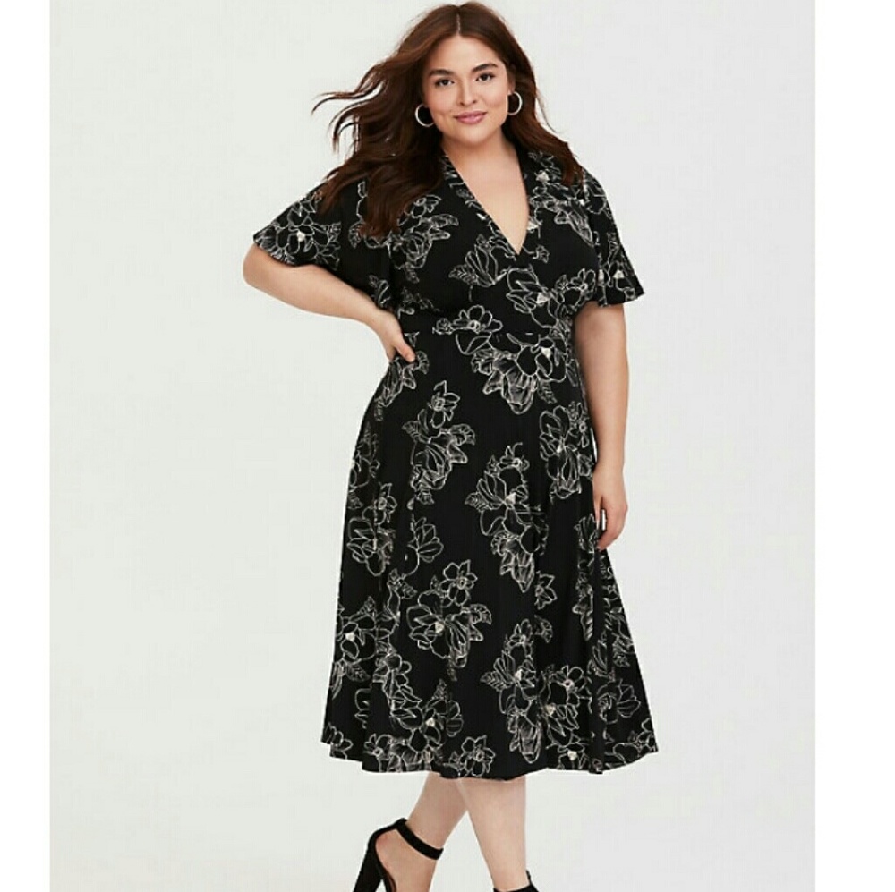 Black Floral Midi